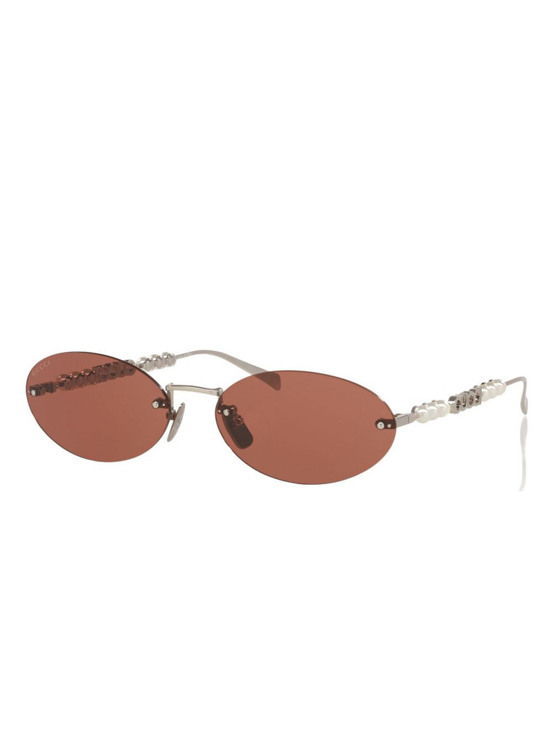 GUCCI pearl-embellished oval-frame sunglasses outlook