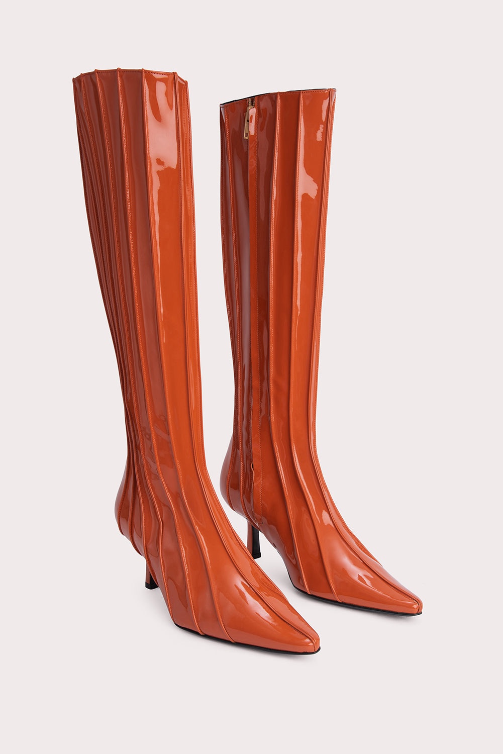 Orange patent leather boots sale