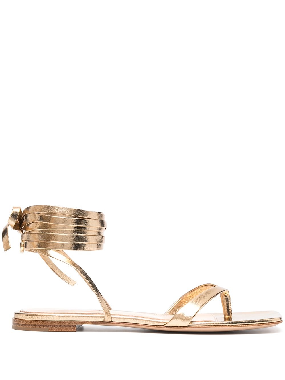 metallic-effect lace-up sandals - 1