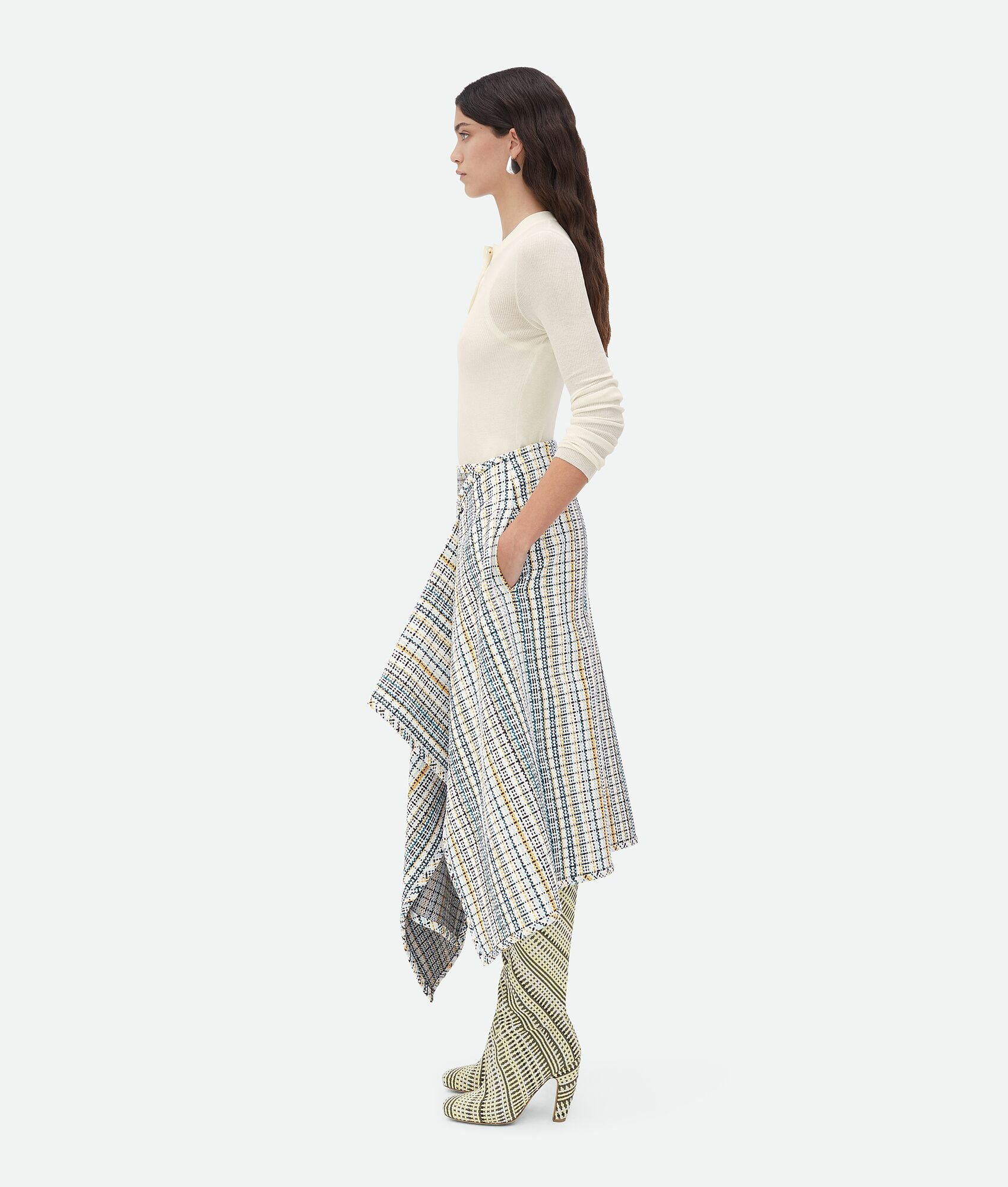 Cotton Check Wrapped Skirt - 2
