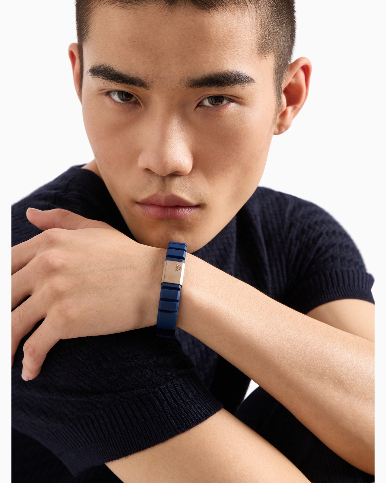 STAINLESS STEEL AND BLUE SILICONE ID BRACELET - 4