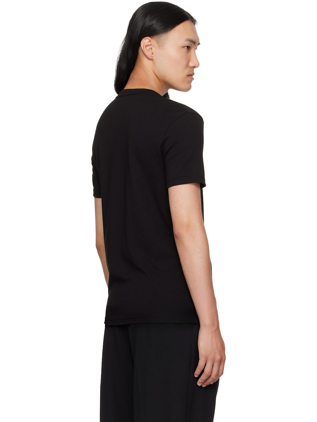 Black Cotton Crewneck T-shirt - 3