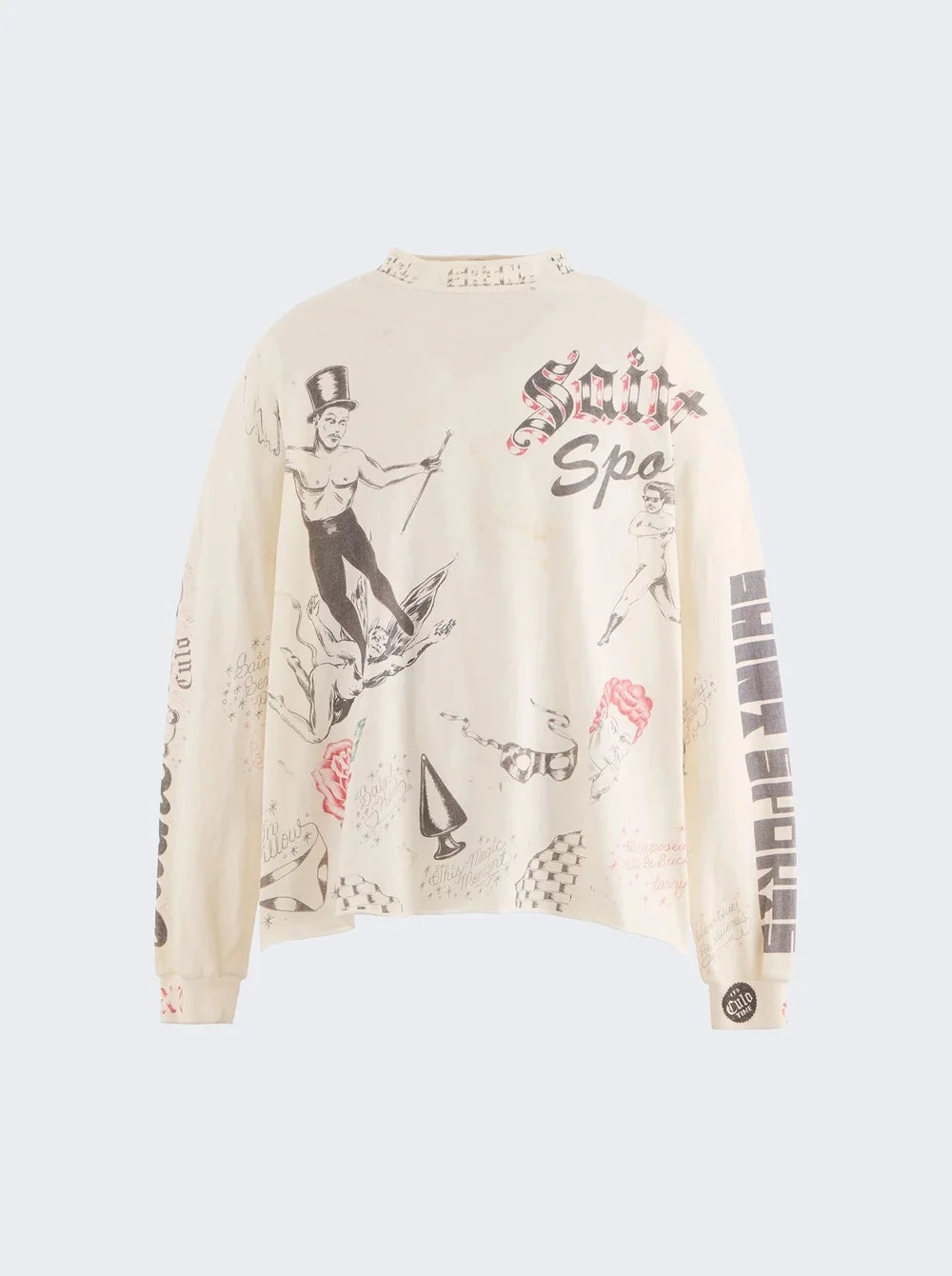 X Alexis Ross Long Sleeve Drawing T-shirt White - 1