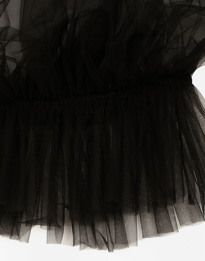Tulle blouse with ruffles on the neck and cuffs 10