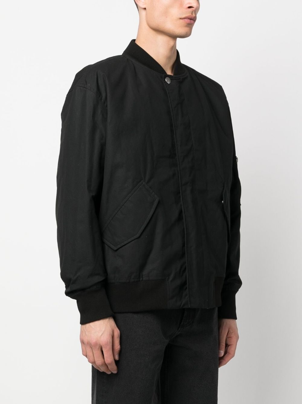 zip-pocket cotton bomber jacket - 3