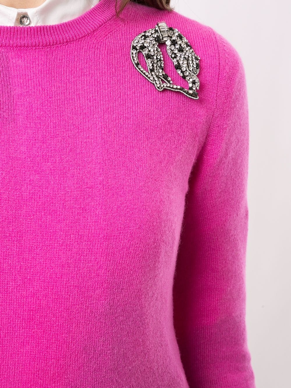 brooch-detail jumper - 5