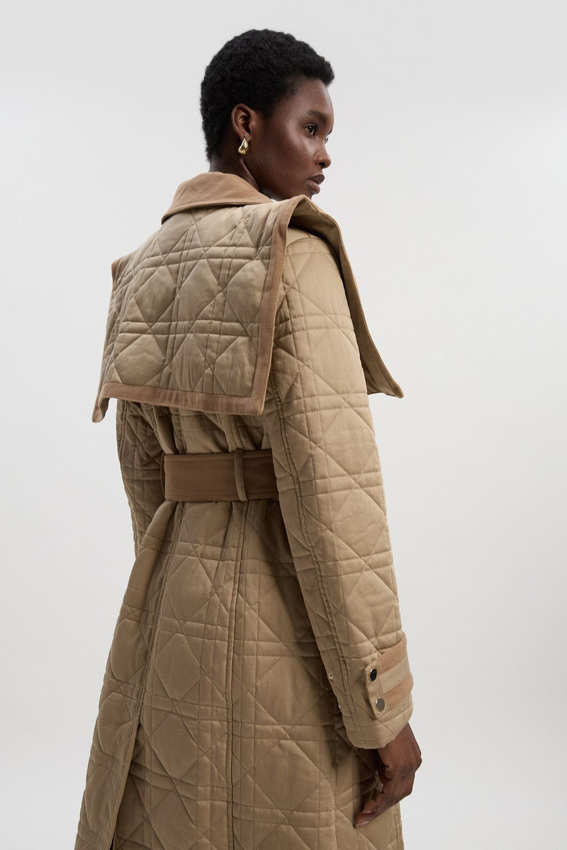 Quilted Padded Cord Mix Trench Coat 3