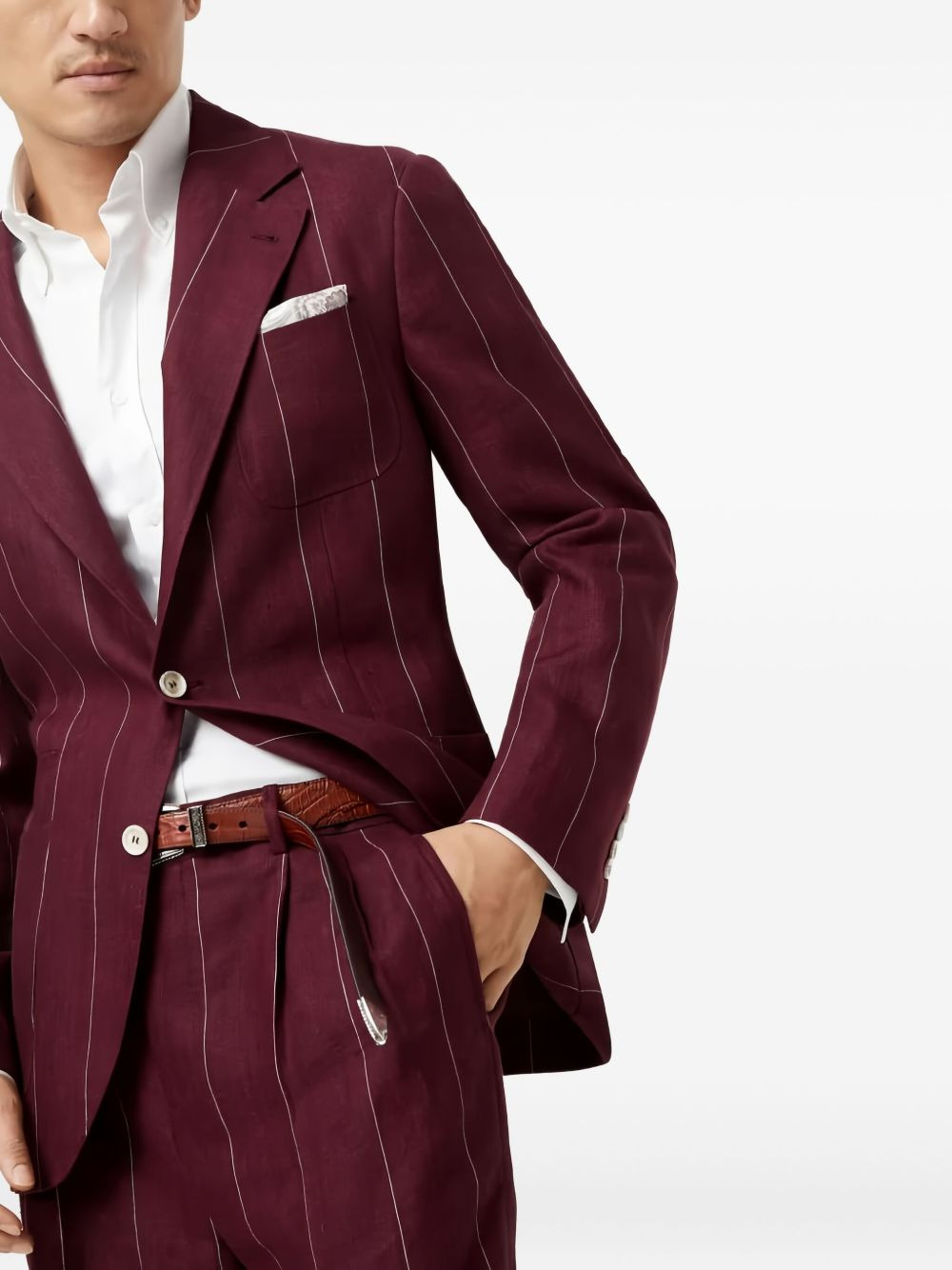 pinstripe linen suit - 3