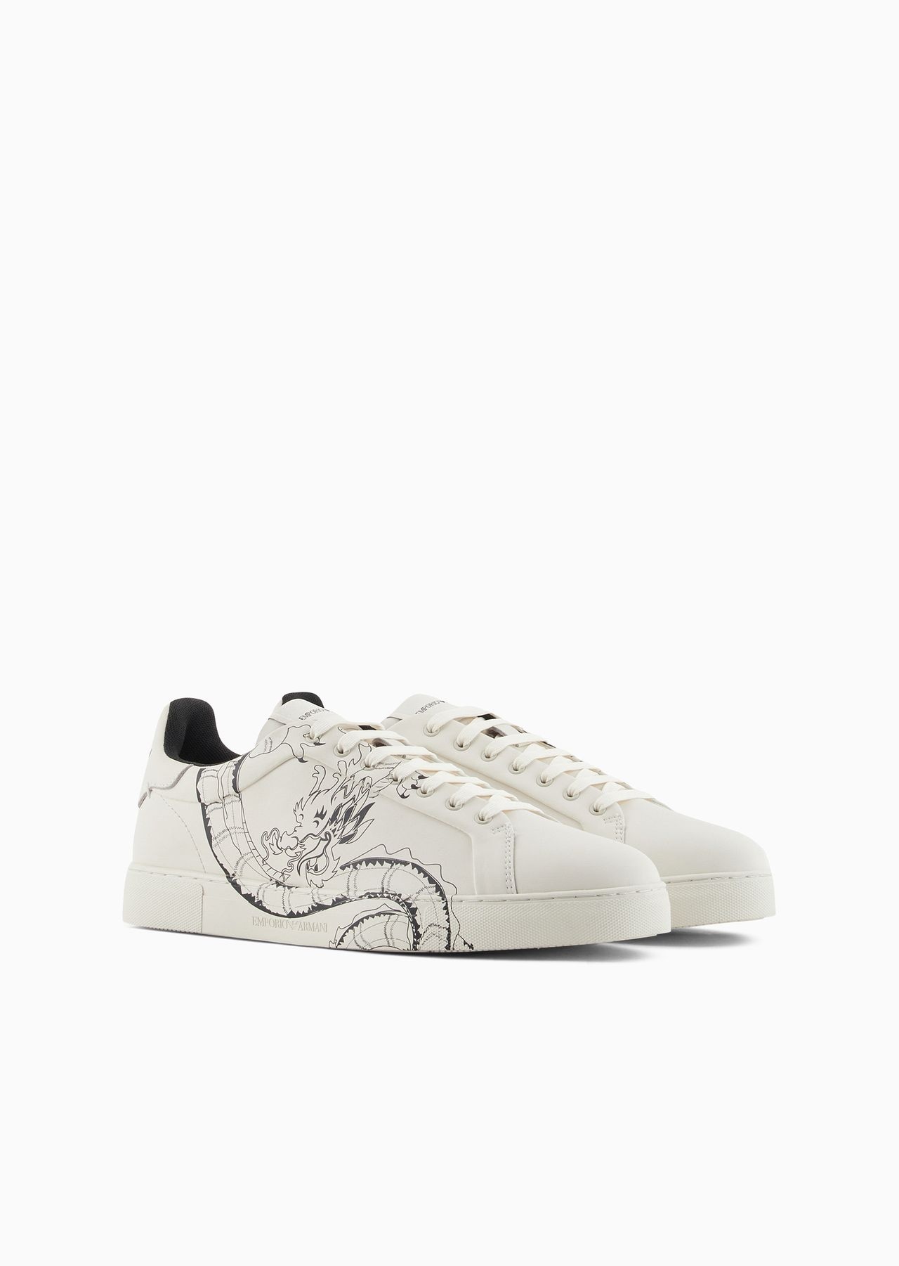 dragon-print leather sneakers - 2