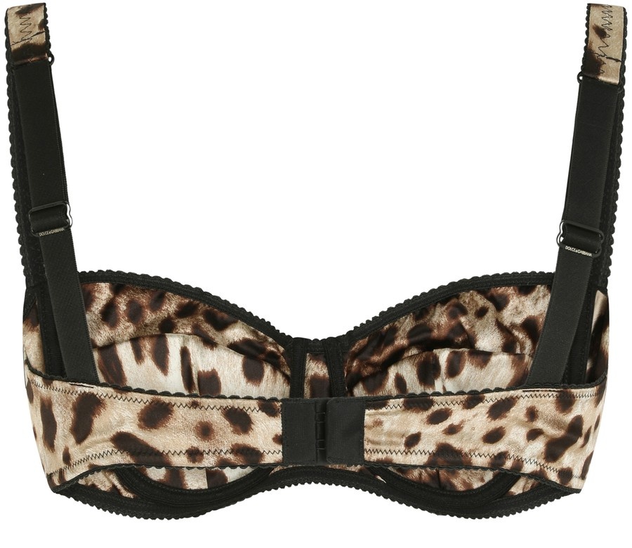 Leopard-print satin balconette bra with lace detailing - 3