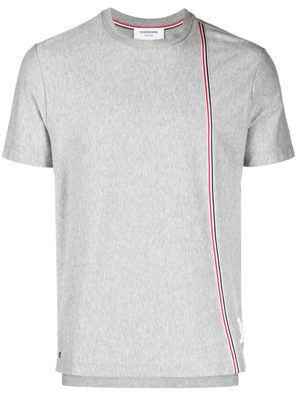 THOM BROWNE Men Short Sleeve Tee In Med Weight Jersey W/ ENG RWB Stripe - 1