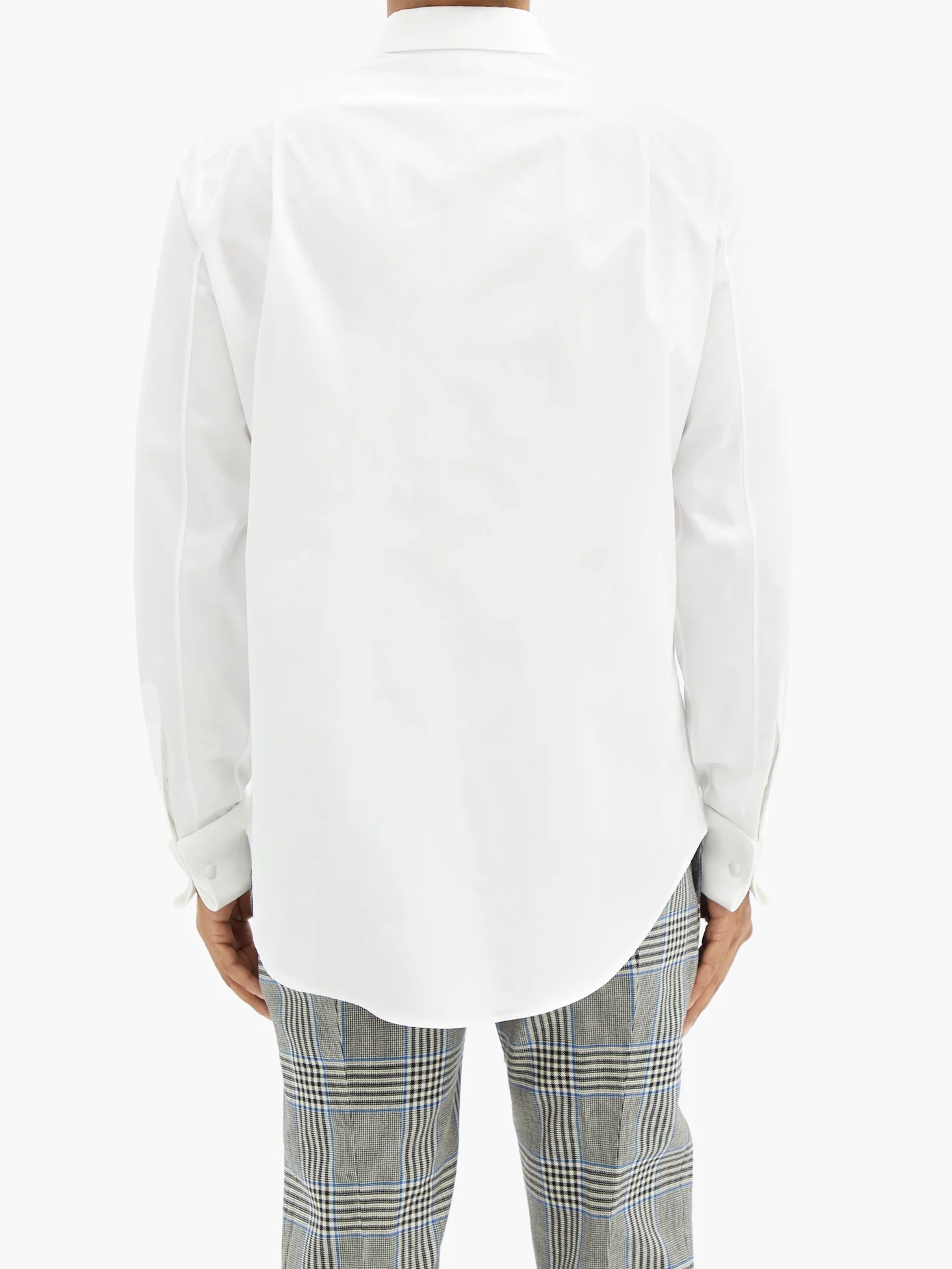 Spread-collar cotton-poplin tuxedo shirt - 5