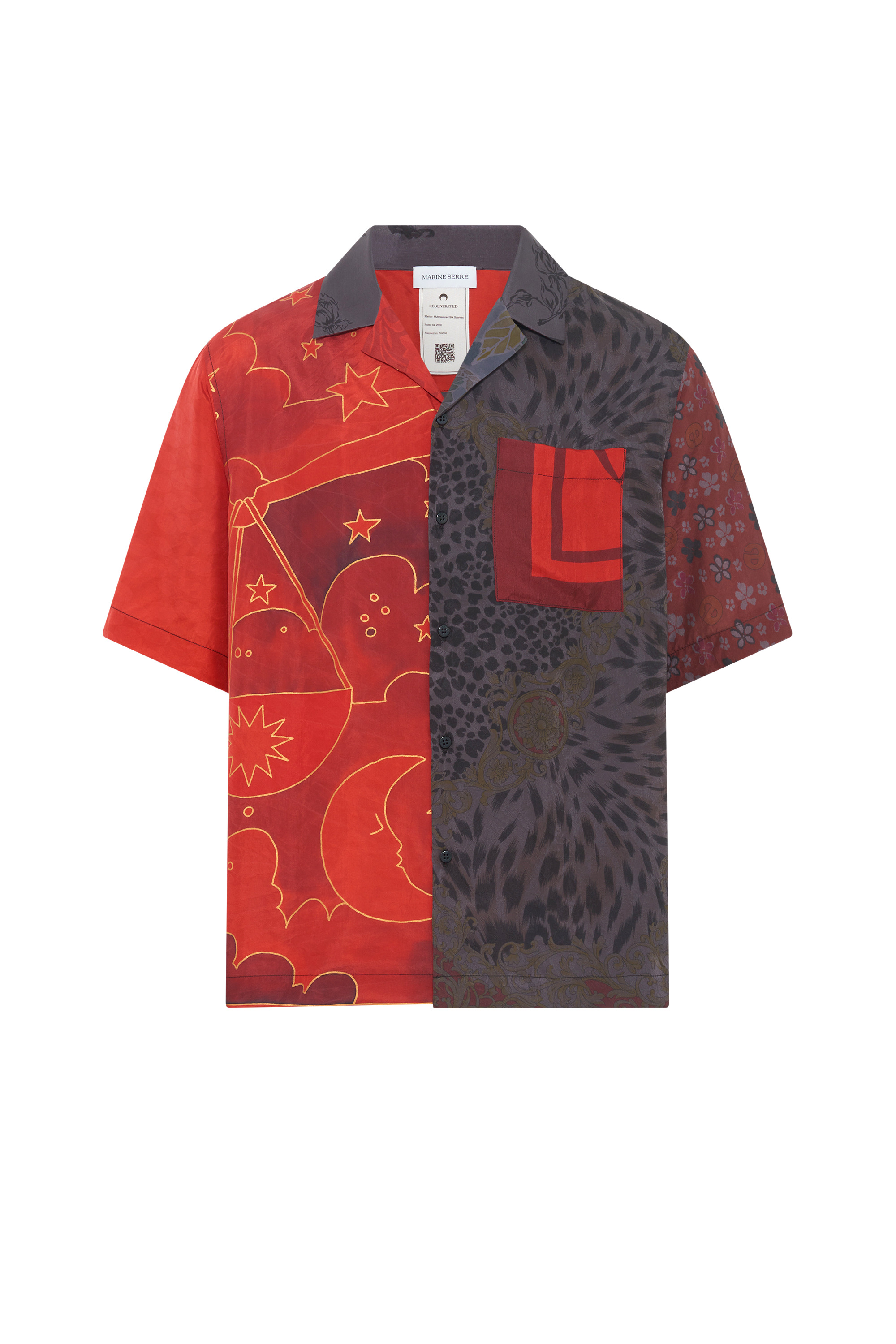 Upcycled Silk Scarves Bowling Shirt - 9