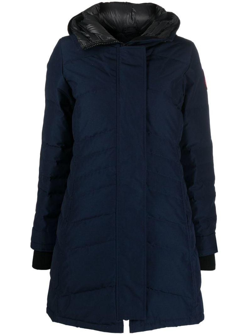 logo-patch padded down coat - 1