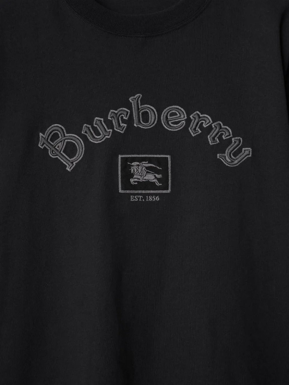 BURBERRY - Men Gothic Logo Cotton T-Shirt - 2