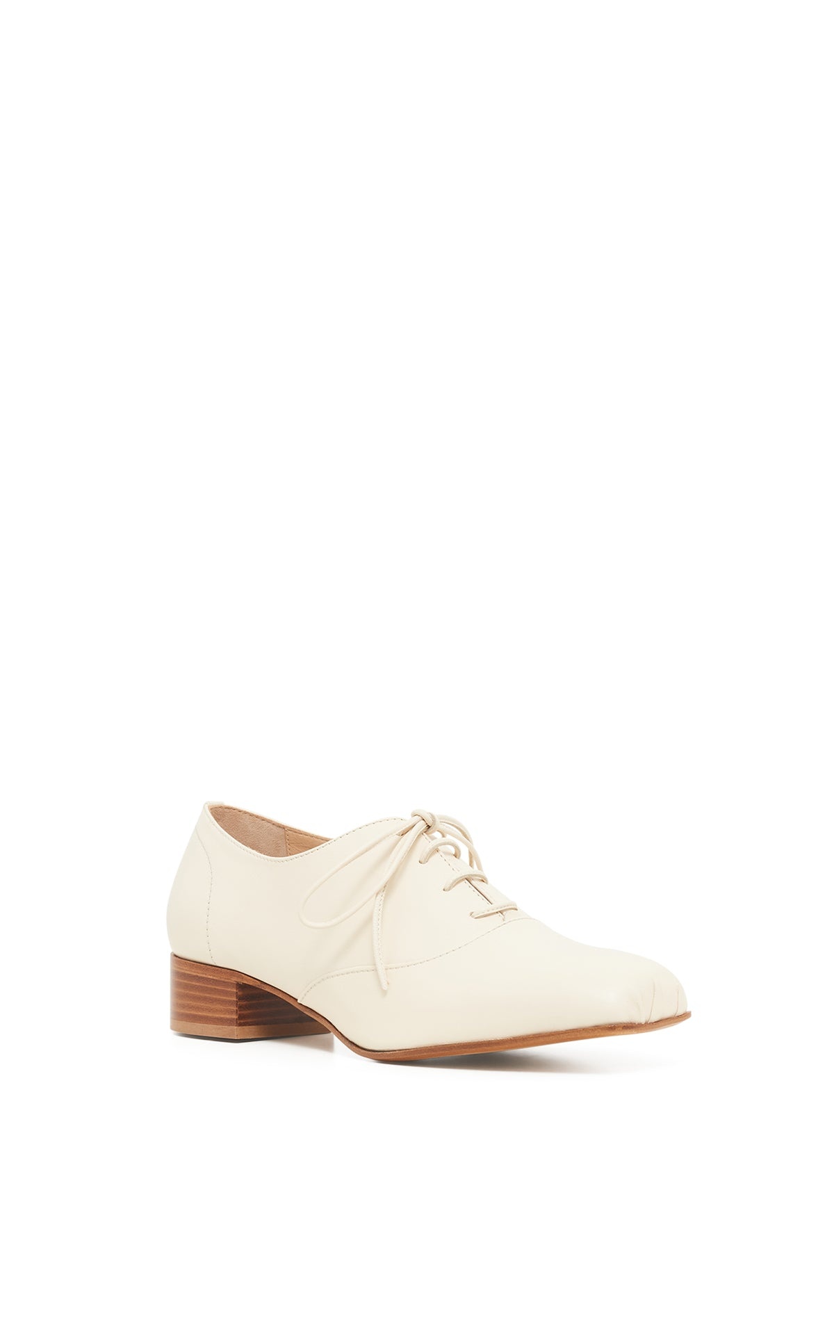Clio Oxford Heel in Ivory Nappa Leather - 2