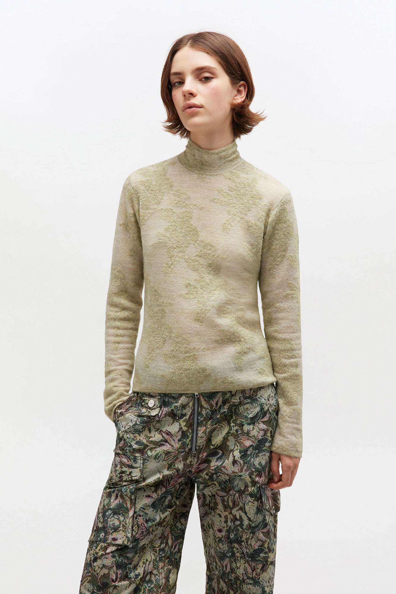 GREEN SHEER TURTLENECK - 2
