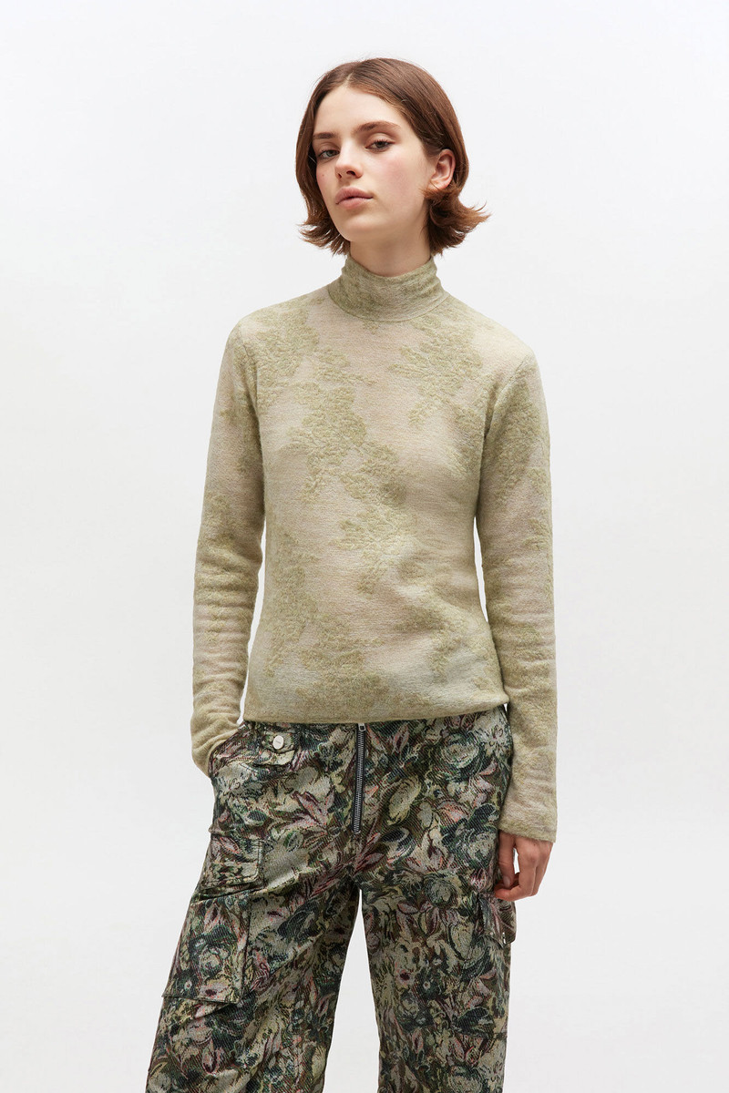 GANNI GREEN SHEER TURTLENECK outlook