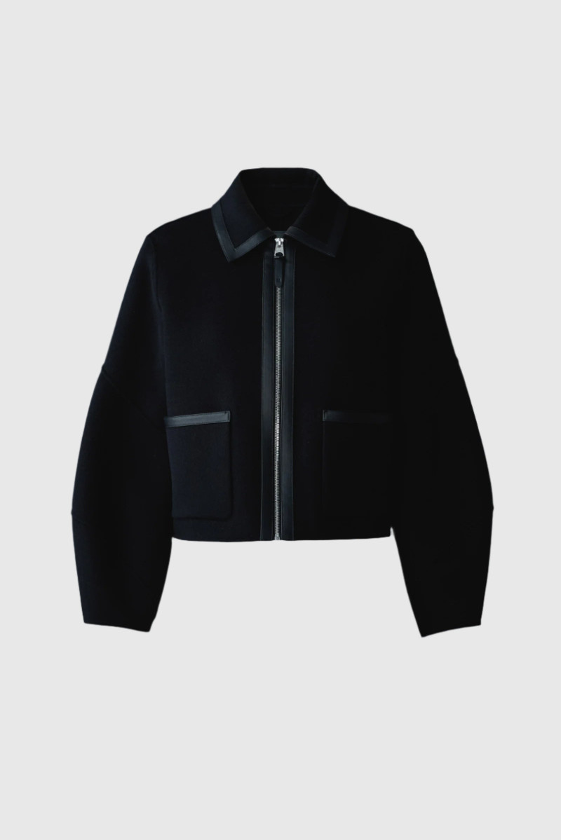 SOLANA Double-Face Wool balloon sleeved short jacket 1