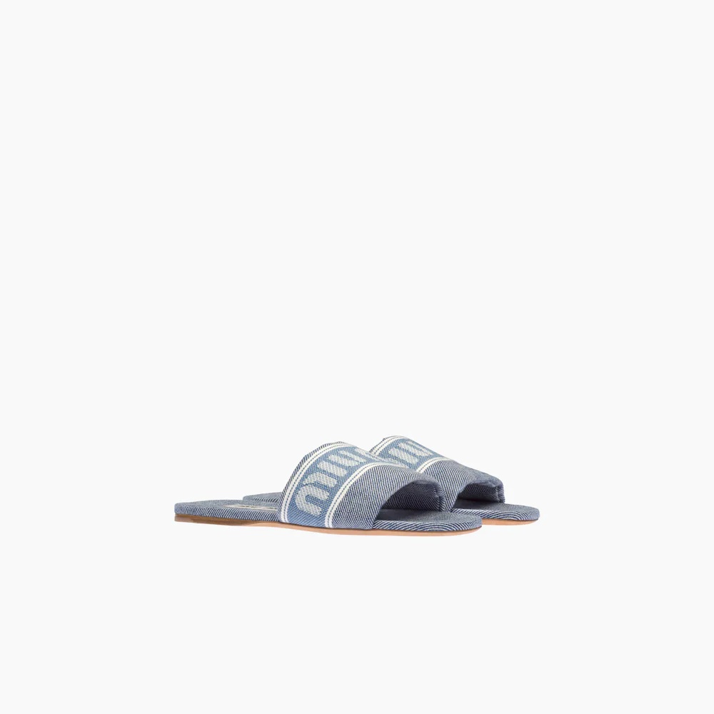 Jacquard denim slides - 1