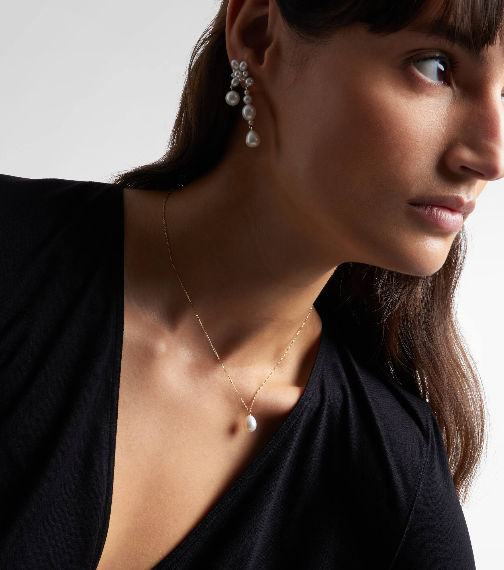 Perle Poire Simple 14kt gold necklace with freshwater pearls - 3