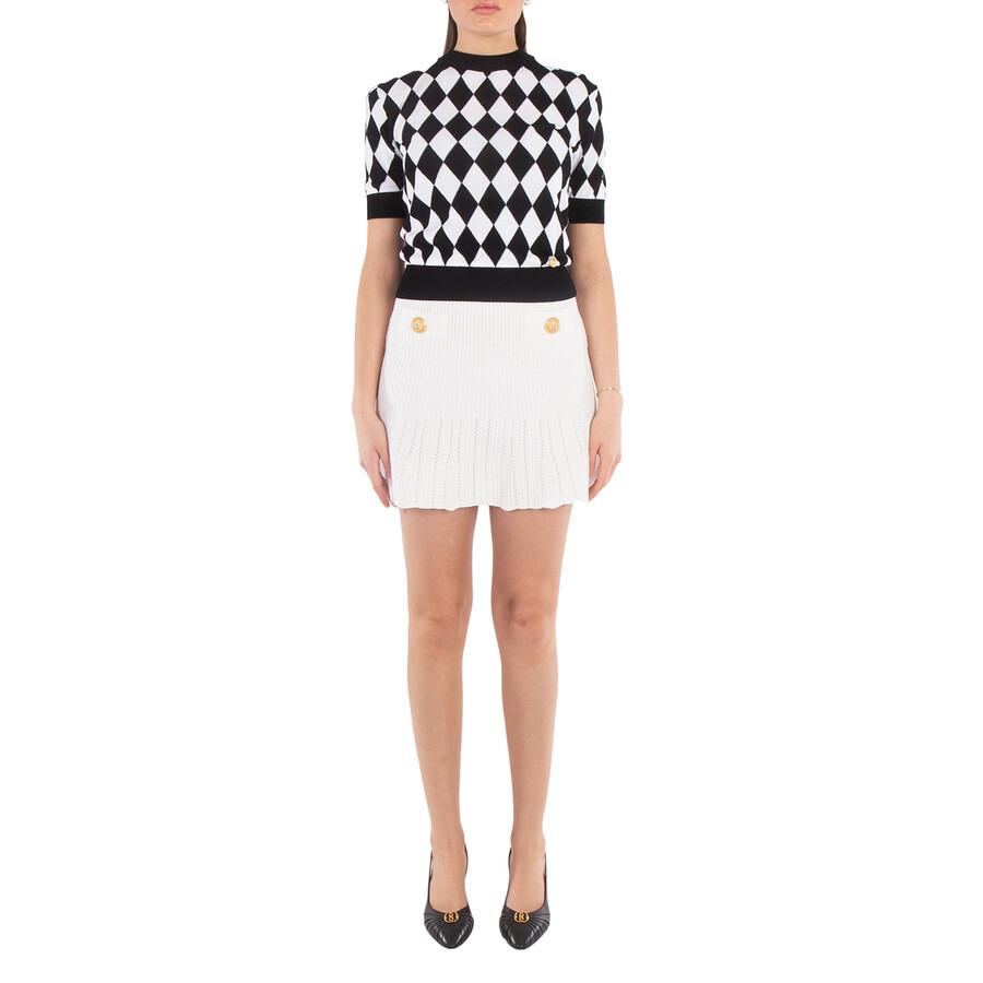 Balmain Diamond-Pattern Knitted Crew-Neck T-Shirt - 3