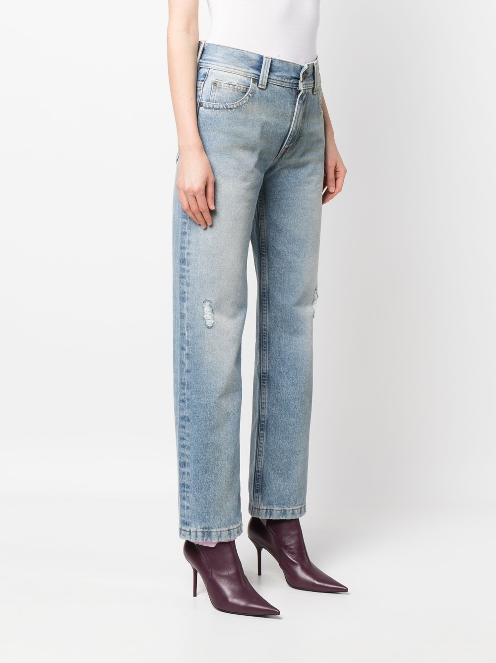 distressed-effect straight-leg jeans - 3