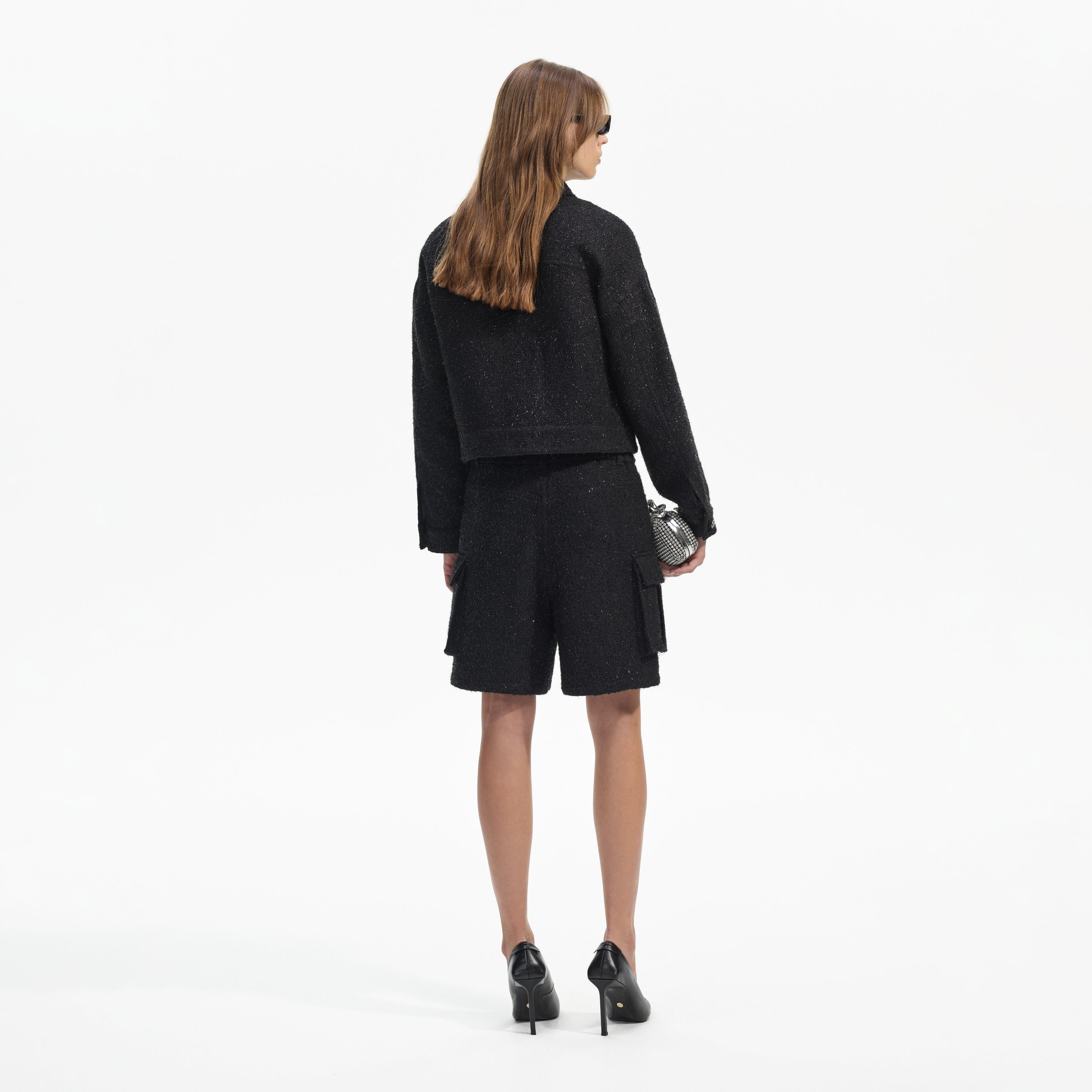 Black Boucle Oversized Jacket - 3