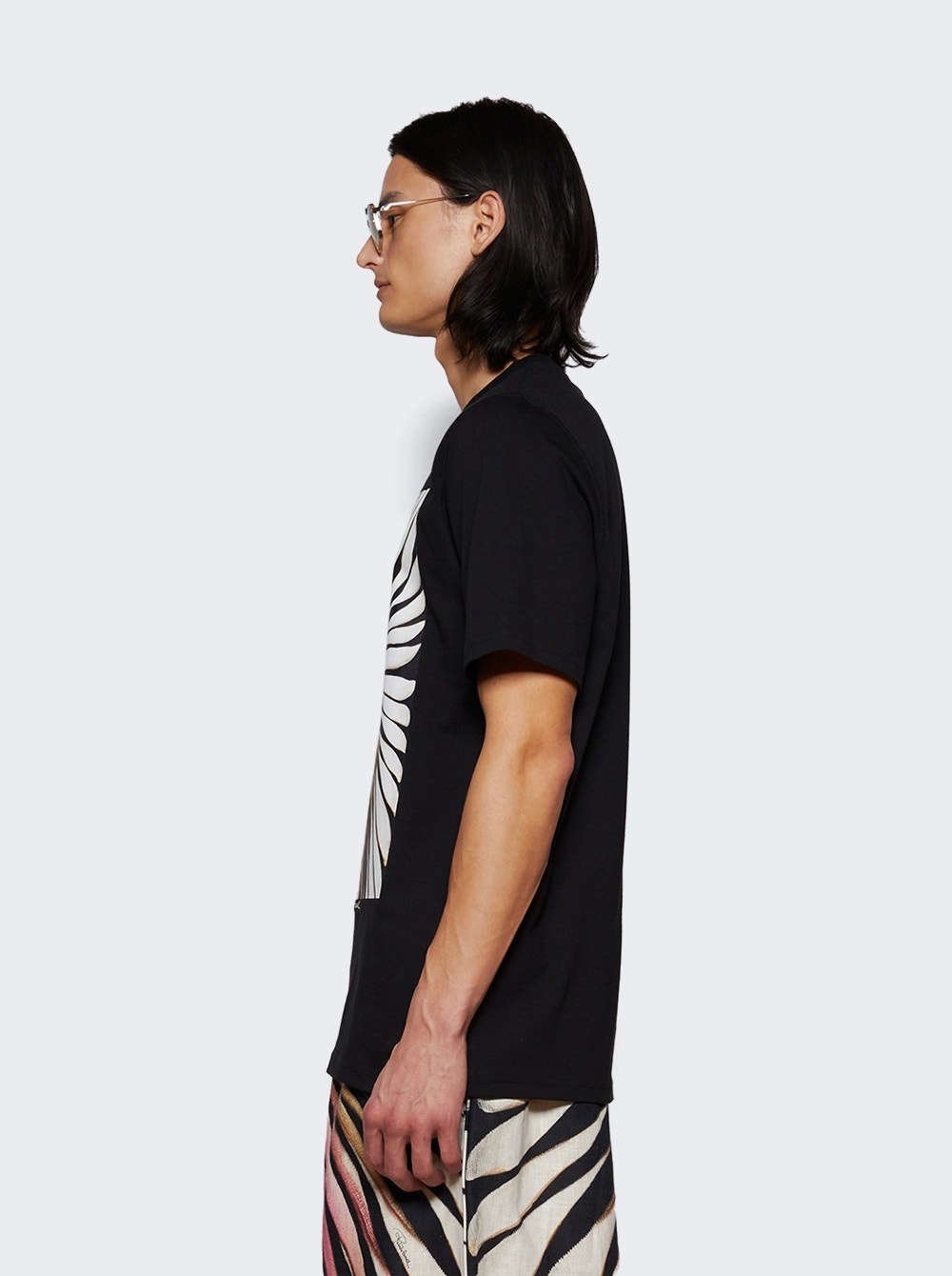 Ray Of Gold Print Placed Tee Black - 3