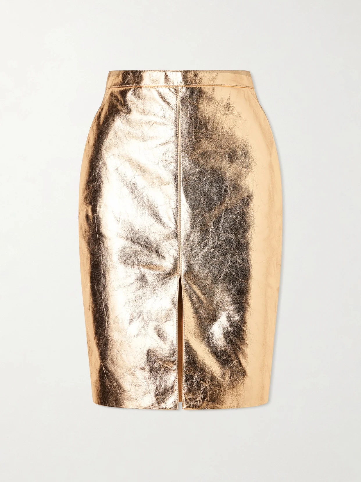 Metallic Leather Midi Skirt - 1