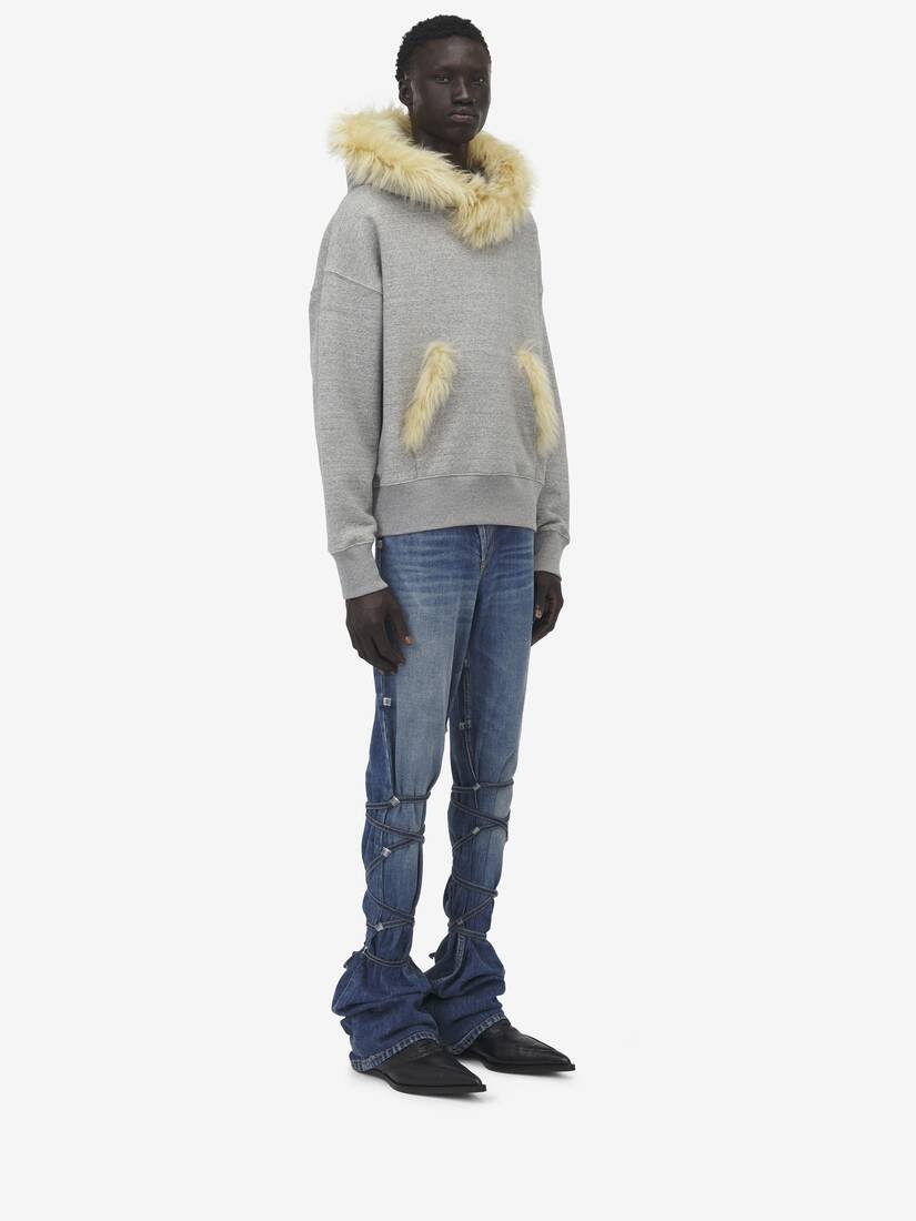 shearling Detail Hooded Sweatshirt - 4