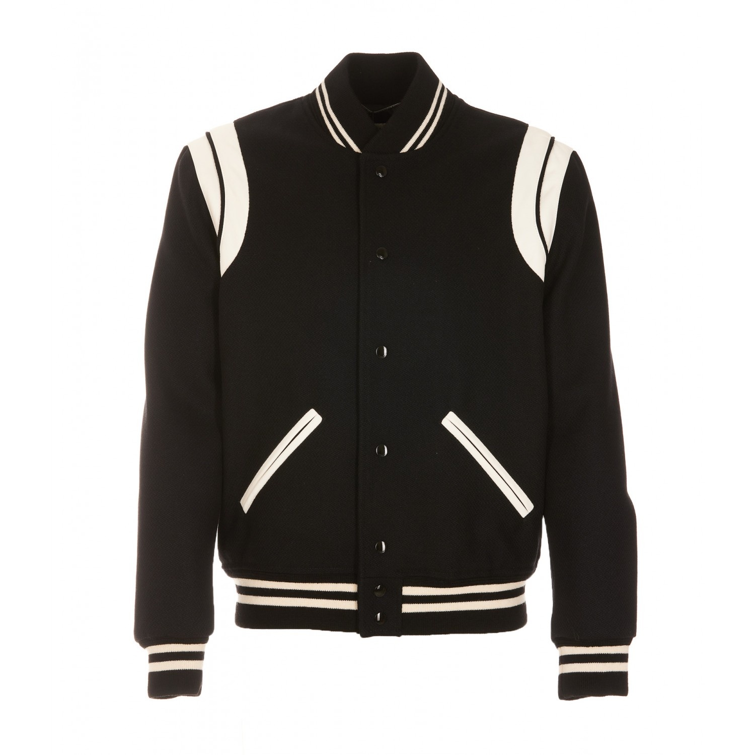 BLACK AND WHITE WOOL CASUAL JACKET - 1