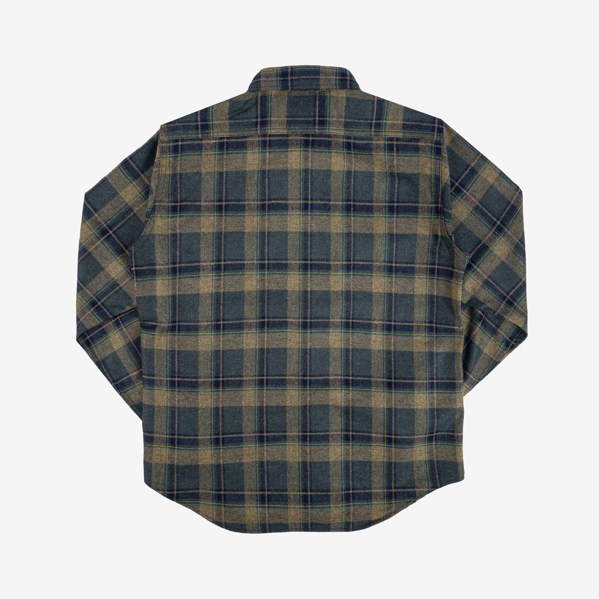IHDR-434-HHG 14oz Fox Brothers®  Check Flannel CPO Shirt - Rustic Yellow, Hickory & Hunter Green - 4