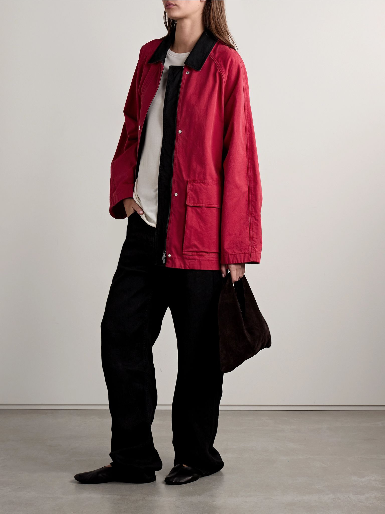 Elodianna two-tone cotton-canvas jacket Red - 2