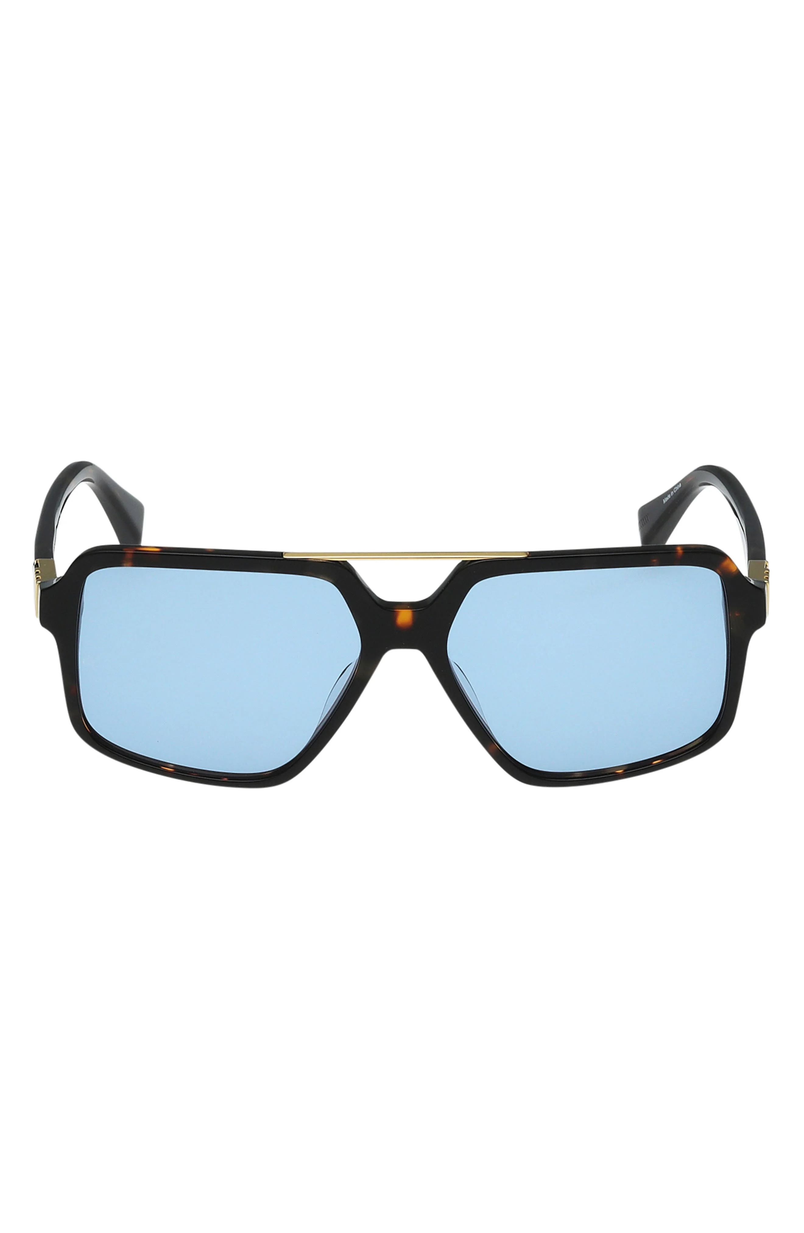 rag & bone 56mm Navigator Sunglasses in Milky Classic Tort /Blue at Nordstrom - 1