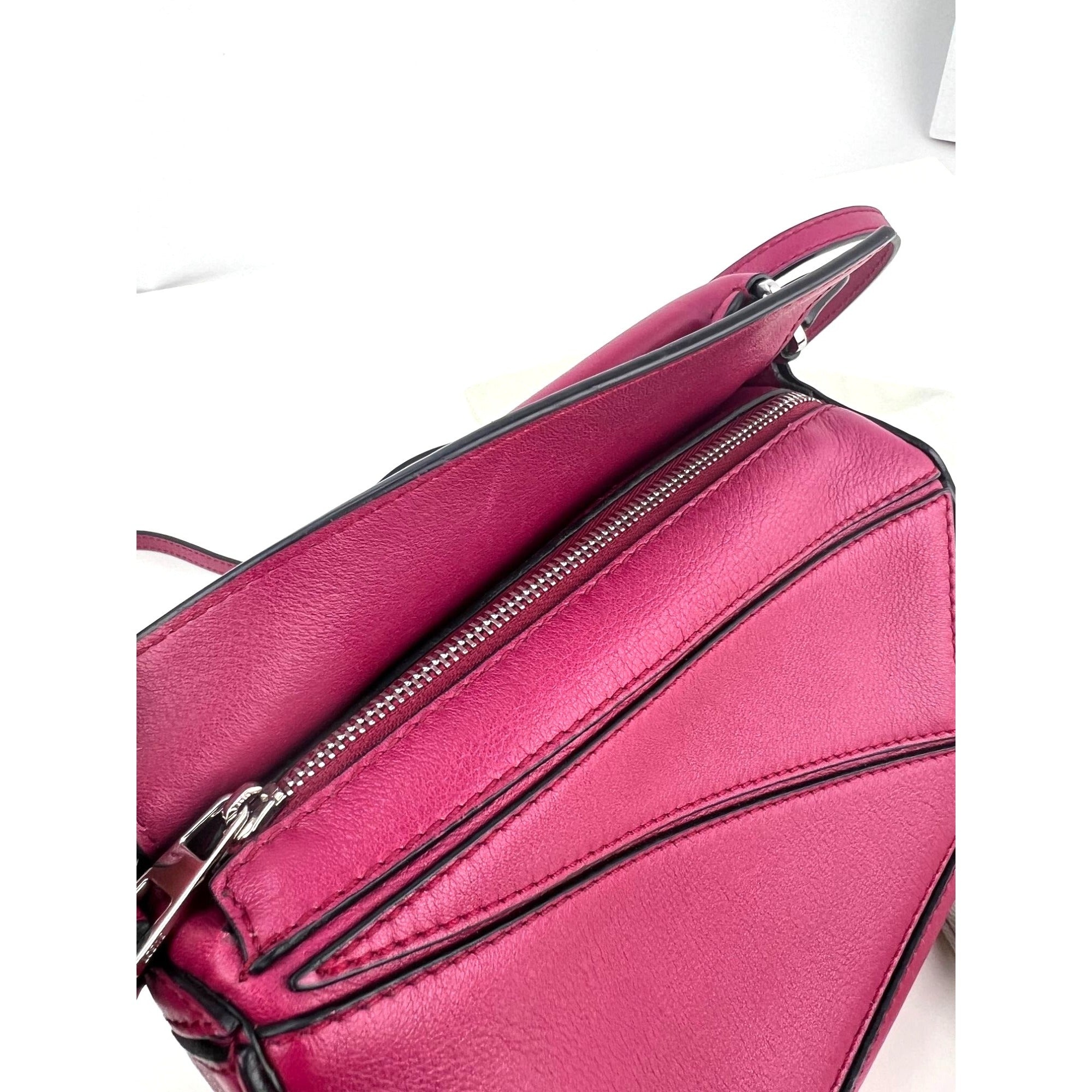 Loewe Calfskin Mini Crimson Puzzle Crossbody Hand Bag - 11