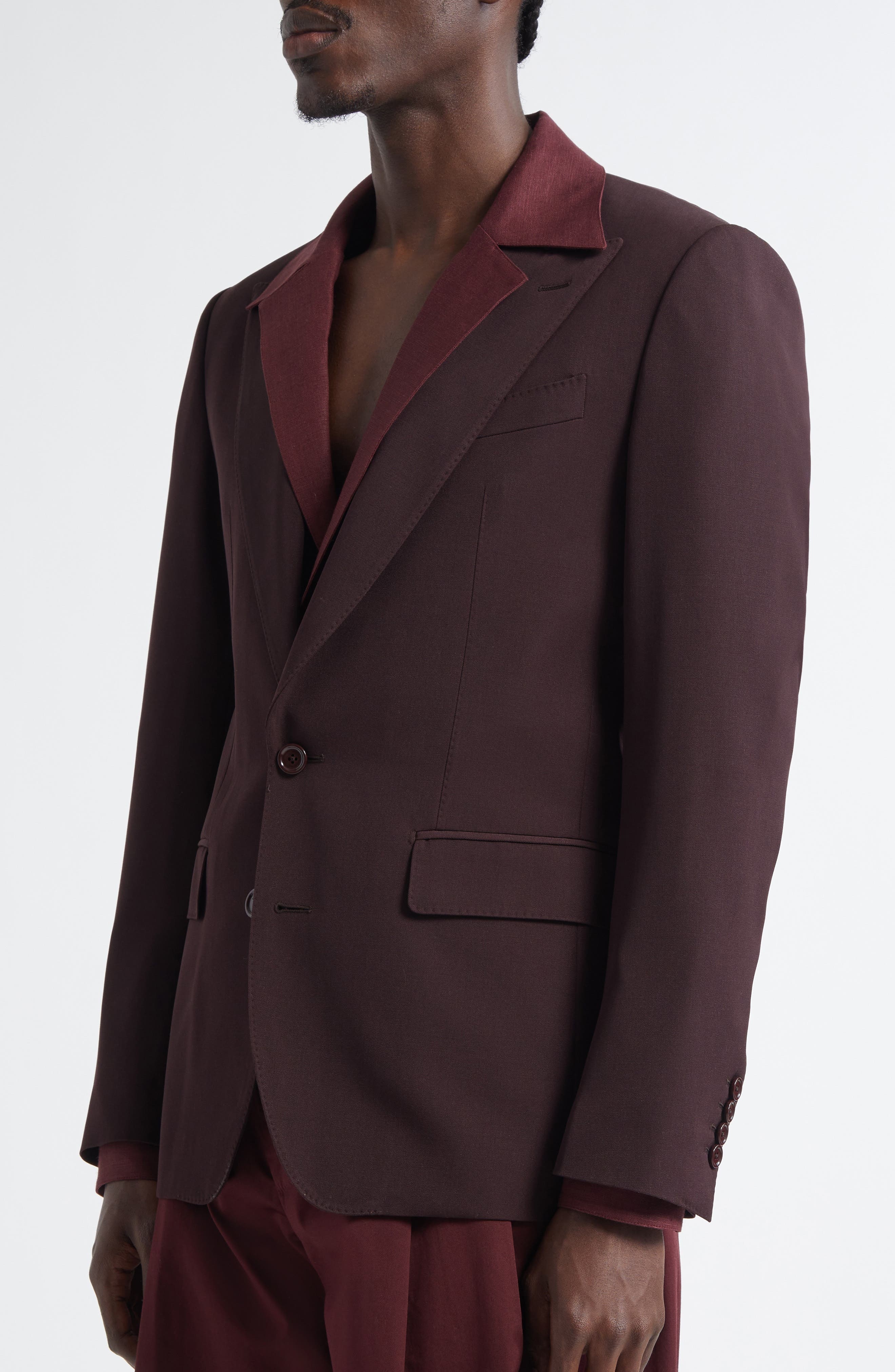 Dolce&Gabbana Single Breasted Wool Blazer in M5039 Brown Dark Violet at Nordstrom - 5