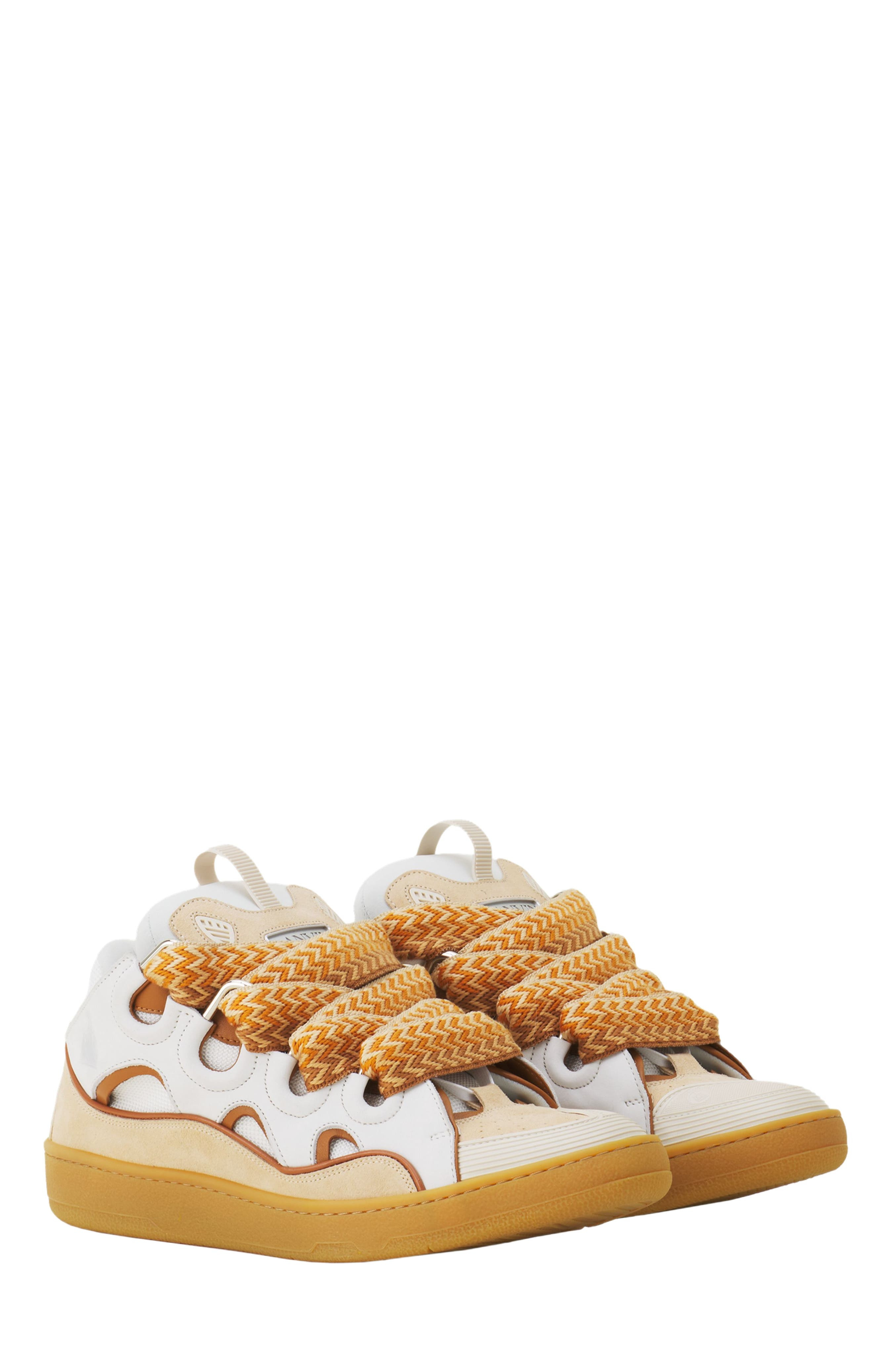 Lanvin Curb Leather Sneakers in Optic White/honey at Nordstrom - 2