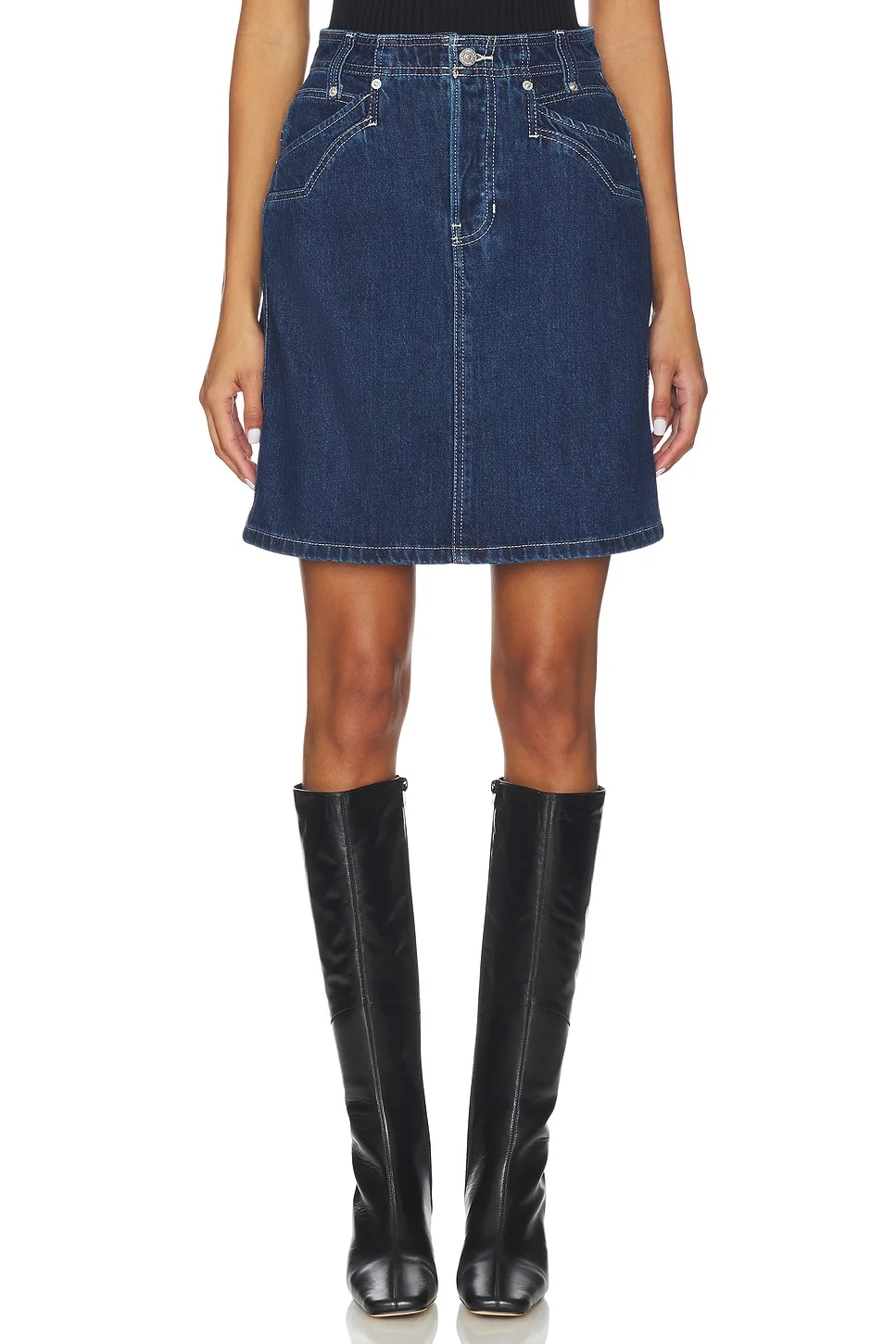 x We The Free Suzy Denim Midi Skirt In Deep Ocean - 1