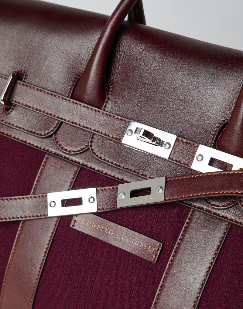 Burnished calfskin and techno flannel country bag 3