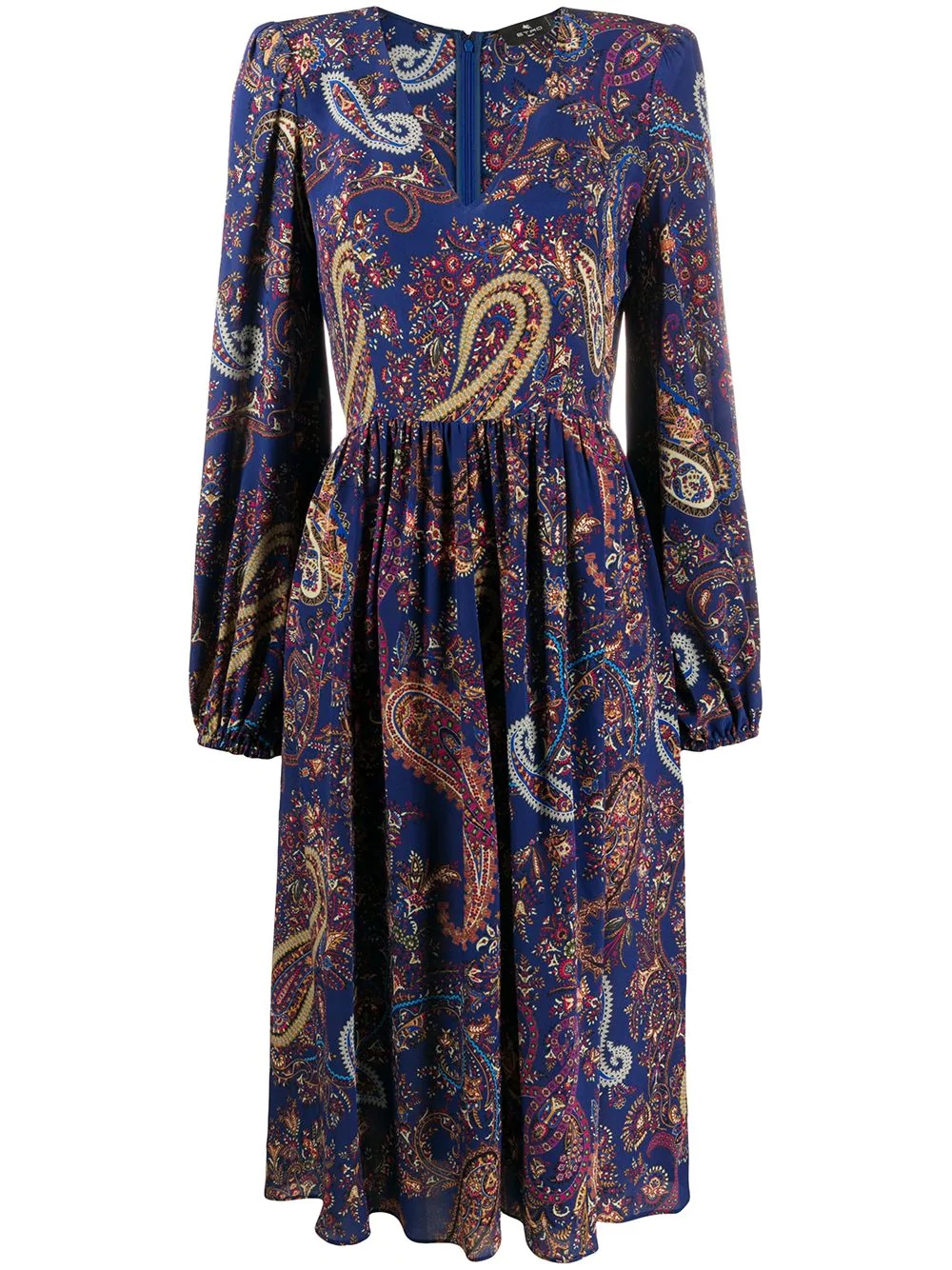 gathering detail paisley print dress - 1