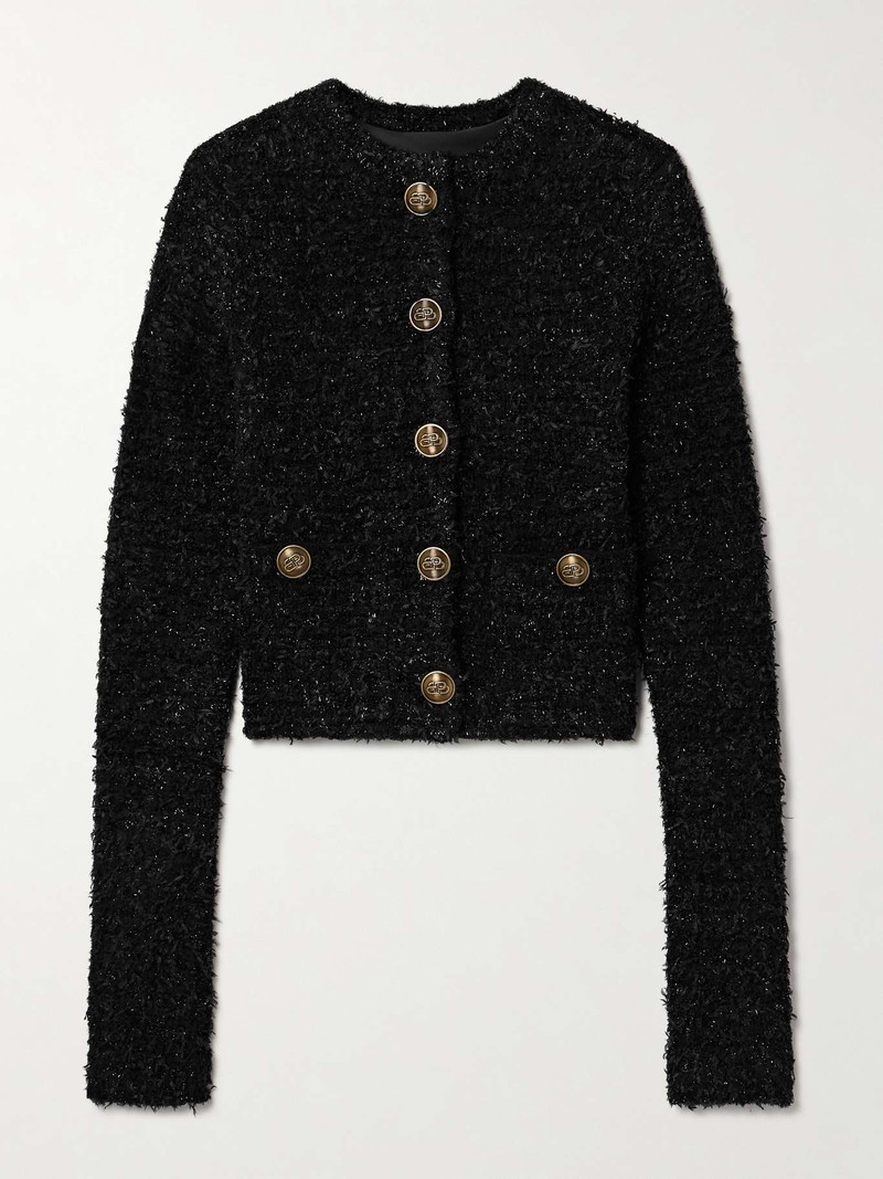 Cropped 금속 면 헛간 tweed 가디건 - 1