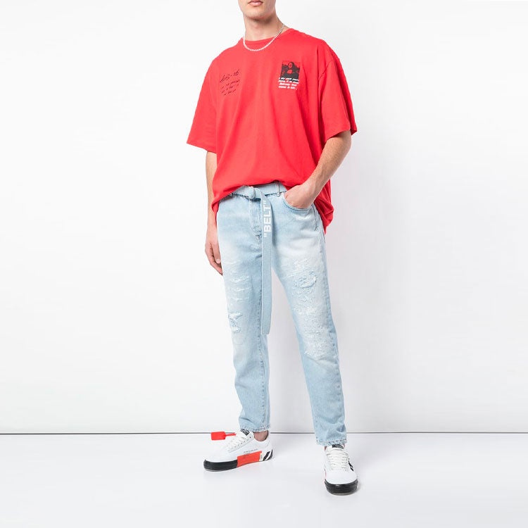 Off-White Mona Lisa Oversized T-Shirt 'Red' OMAA038S191850052010 - 3