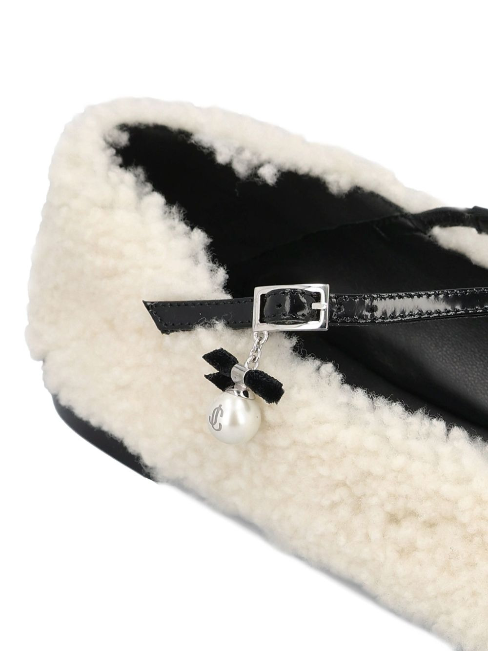 shearling cross-strap ballerina flats - 4