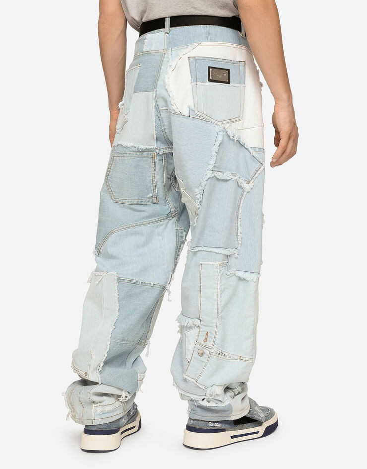 Straight-leg patchwork denim jeans - 4