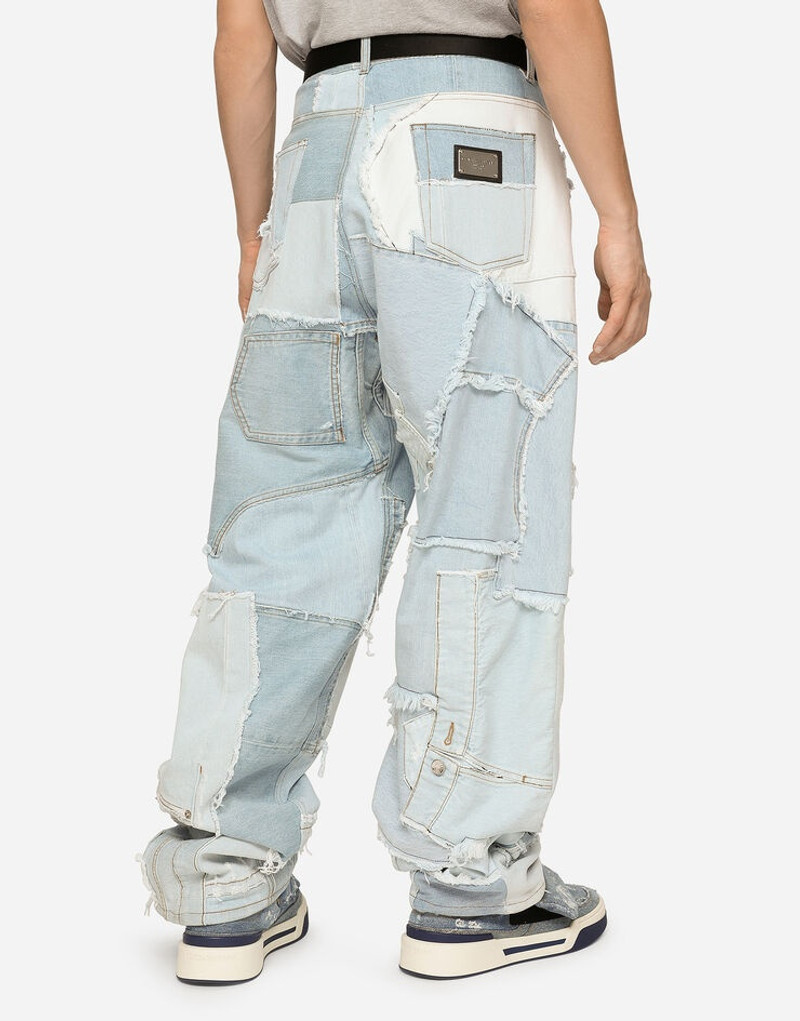 Straight-leg patchwork denim jeans 4