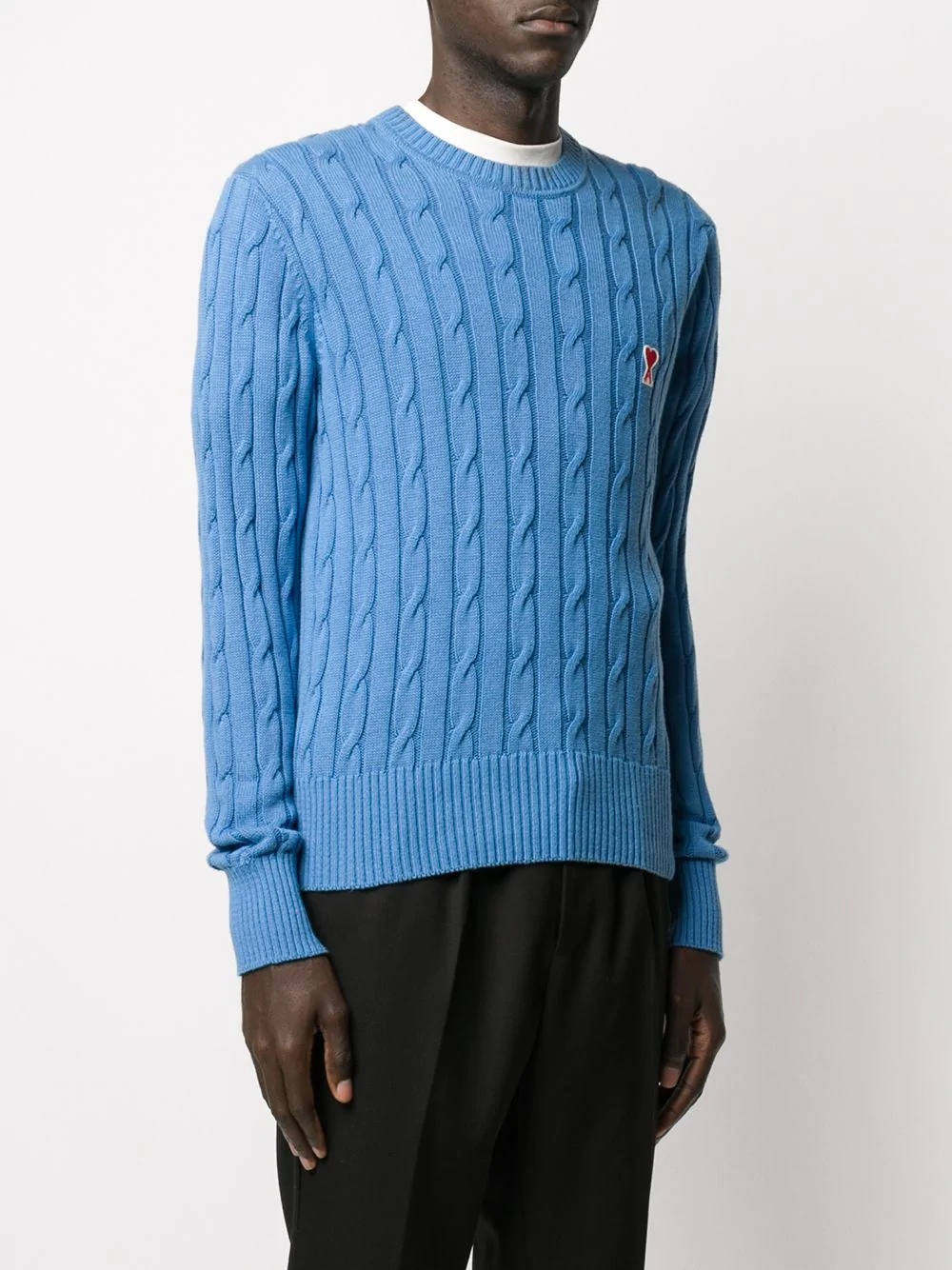 logo patch cable knit jumper - 3