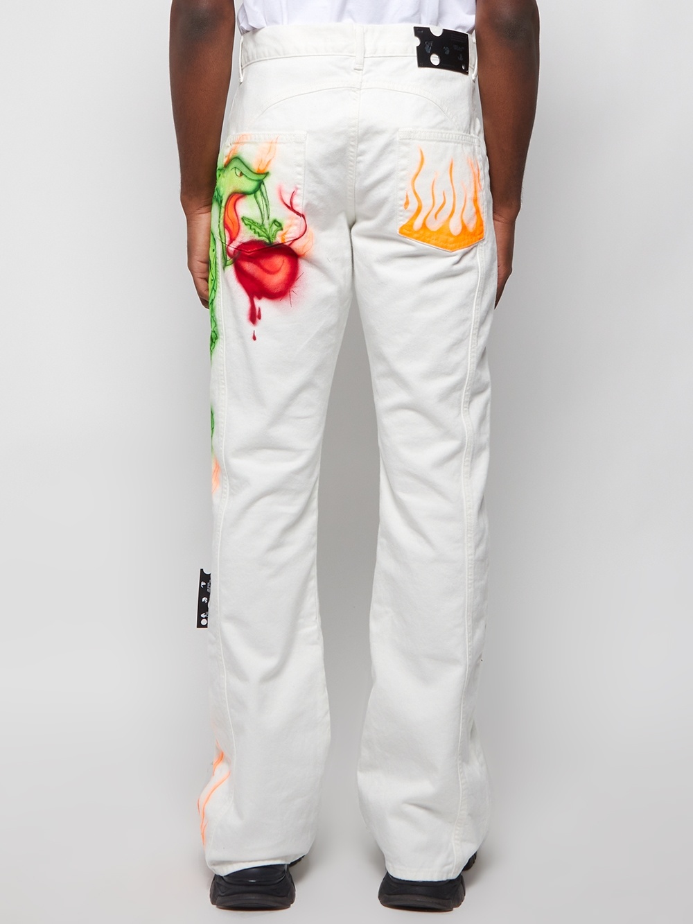 X Babybrush Flare-leg Contour Jeans White Green And Orange - 7