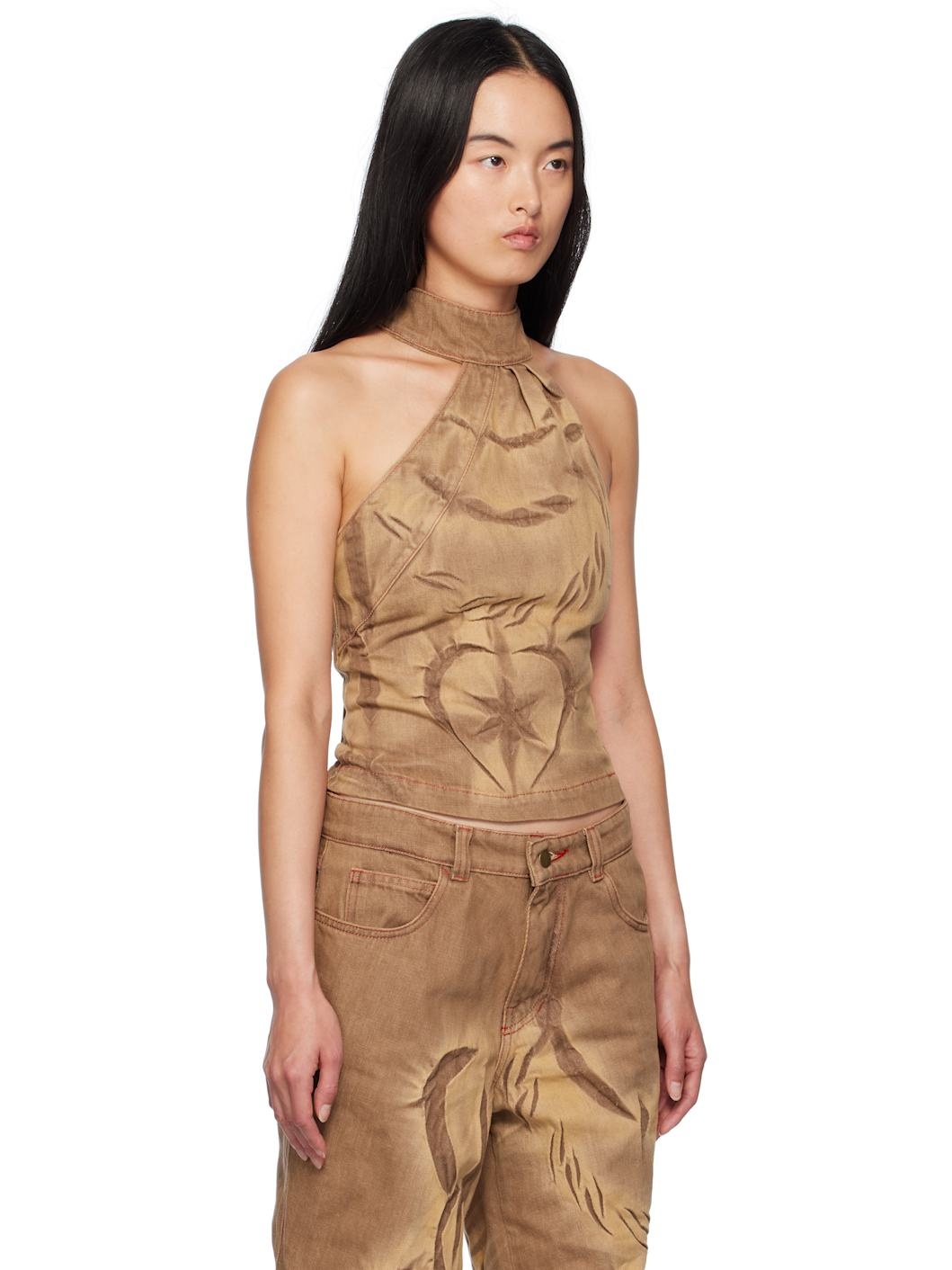 SSENSE Exclusive Brown Chains Halter Denim Tank Top - 2