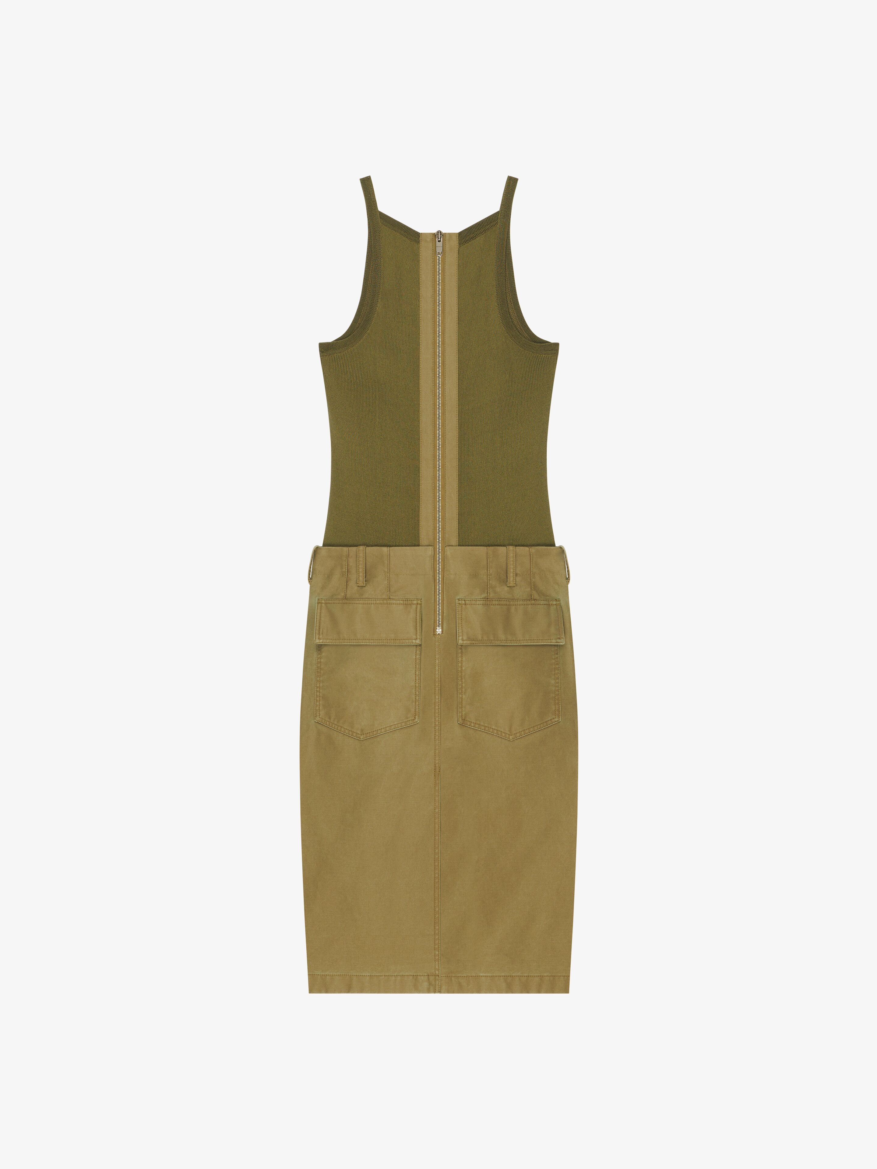 CARGO DRESS IN MIXED KNIT AND CANVAS - 5